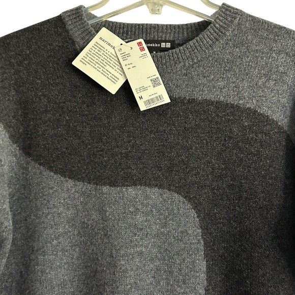 NEW Marimekko Uniqlo Gray Swirl Lambswool Long Sleeve Sweater Dress M - Picture 5 of 7
